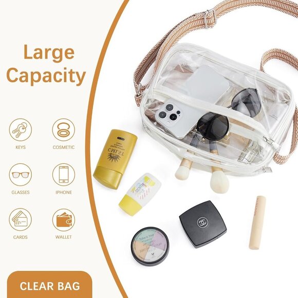 Clear Bag for Women Stadium Approved Clear Bags Small Crossbody Purse Trendy for - Picture 4 of 8